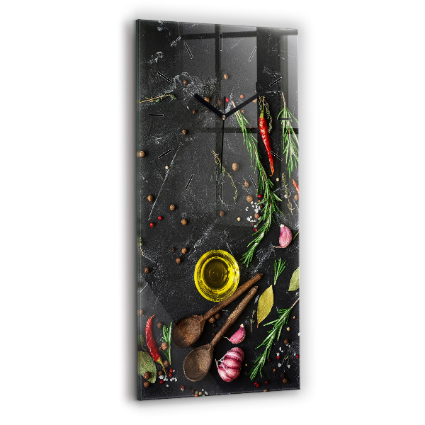 Reloj de cristal vertical Especias sobre la mesa - espejomat.es