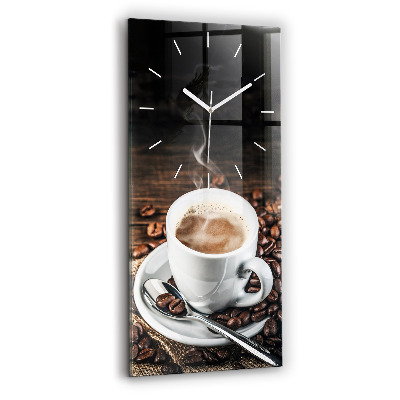 Reloj vertical Taza y granos de café - espejomat.es