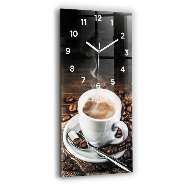 Reloj vertical Taza y granos de café - espejomat.es