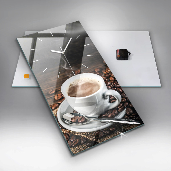 Reloj vertical Taza y granos de café - espejomat.es