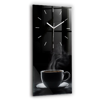 Reloj de vidrio vertical Taza de café negro - espejomat.es