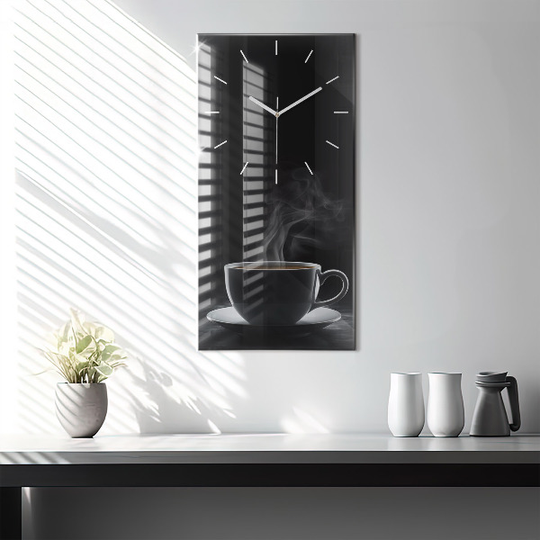 Reloj de vidrio vertical Taza de café negro - espejomat.es