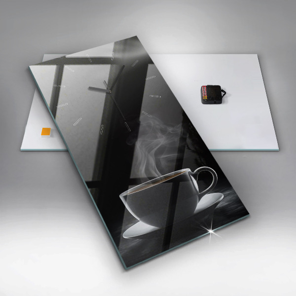 Reloj de vidrio vertical Taza de café negro - espejomat.es