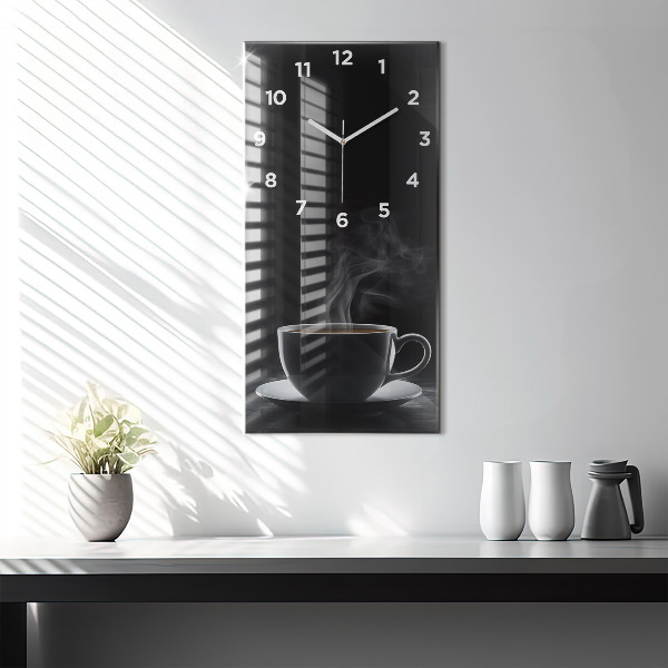 Reloj de vidrio vertical Taza de café negro - espejomat.es