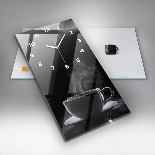 Reloj de vidrio vertical Taza de café negro - espejomat.es