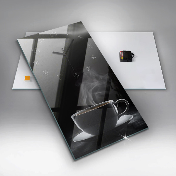Reloj de vidrio vertical Taza de café negro - espejomat.es