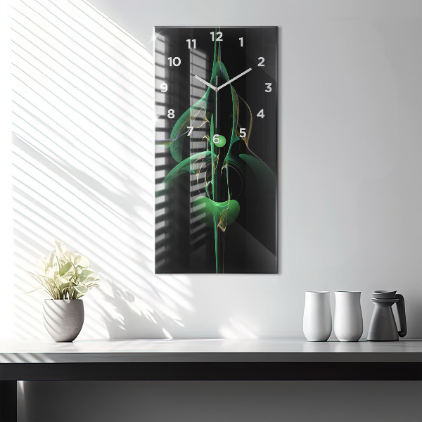 Reloj de vidrio vertical Abstracción verde - espejomat.es
