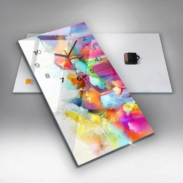 Reloj de cristal vertical Flores abstractas - espejomat.es