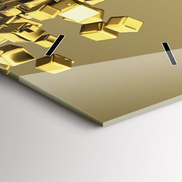 Reloj de cristal vertical Cuadrados dorados - espejomat.es