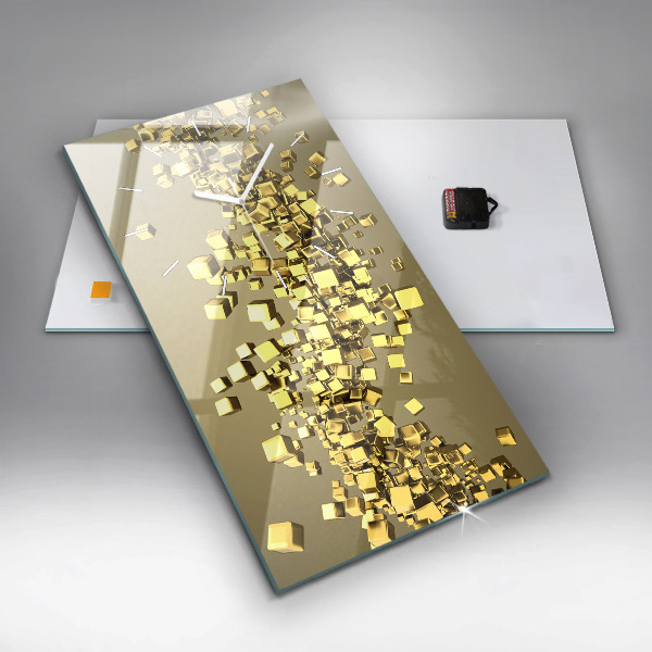 Reloj de cristal vertical Cuadrados dorados - espejomat.es