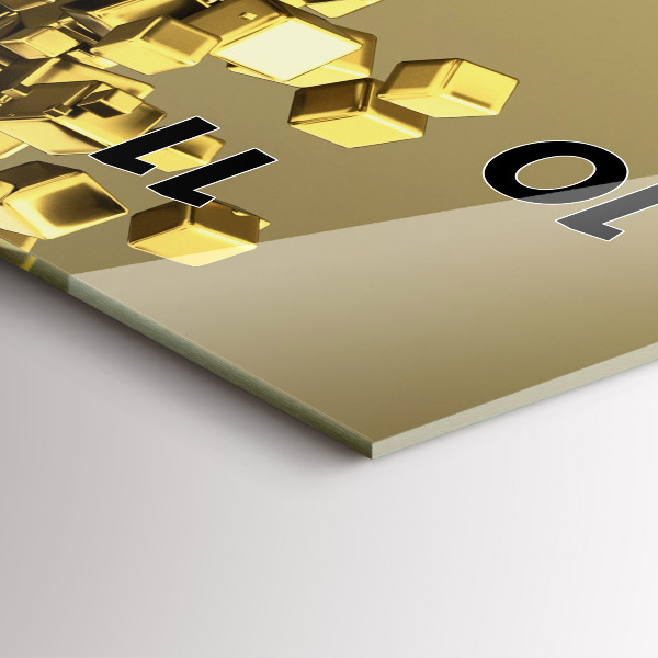 Reloj de cristal vertical Cuadrados dorados - espejomat.es