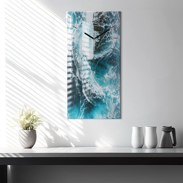Reloj de cristal vertical Olas espumosas - espejomat.es