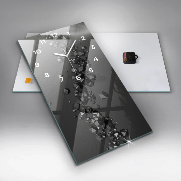 Reloj de cristal vertical Abstracción negra - espejomat.es