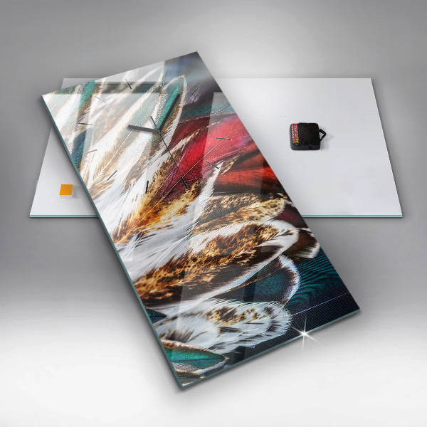 Reloj de cristal vertical Plumas marrón claro de un pájaro - espejomat.es