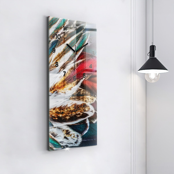Reloj de cristal vertical Plumas marrón claro de un pájaro - espejomat.es