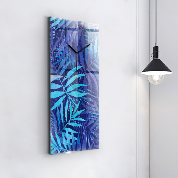Reloj de cristal vertical Hojas azules - espejomat.es