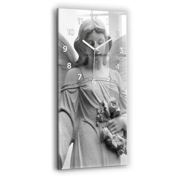 Reloj de cristal vertical Escultura de un ángel con alas - espejomat.es