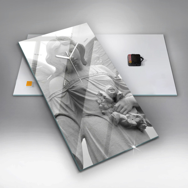 Reloj de cristal vertical Escultura de un ángel con alas - espejomat.es