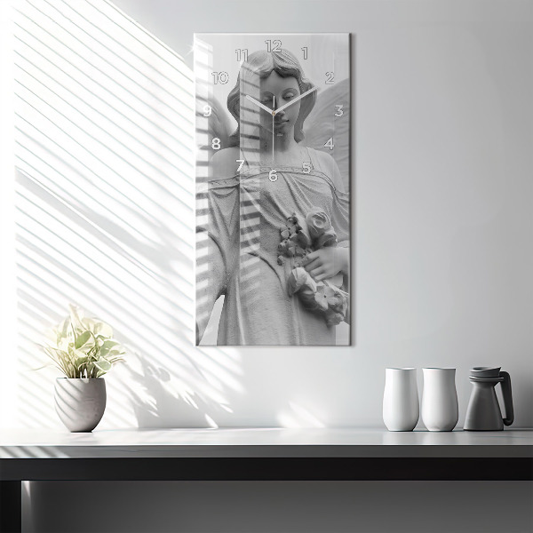 Reloj de cristal vertical Escultura de un ángel con alas - espejomat.es