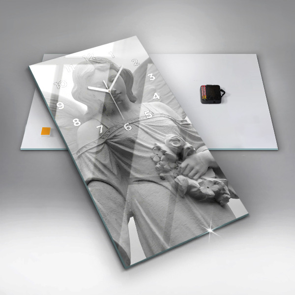 Reloj de cristal vertical Escultura de un ángel con alas - espejomat.es