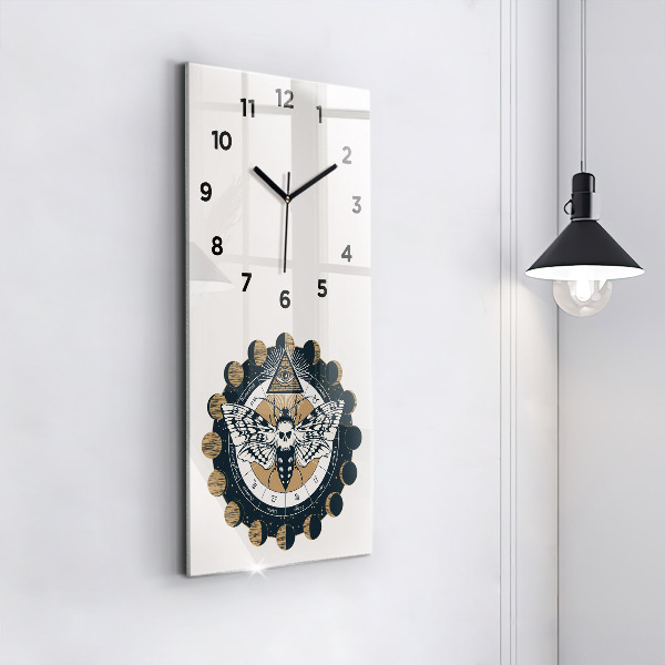 Reloj de cristal vertical Fases de la luna y el ojo - espejomat.es