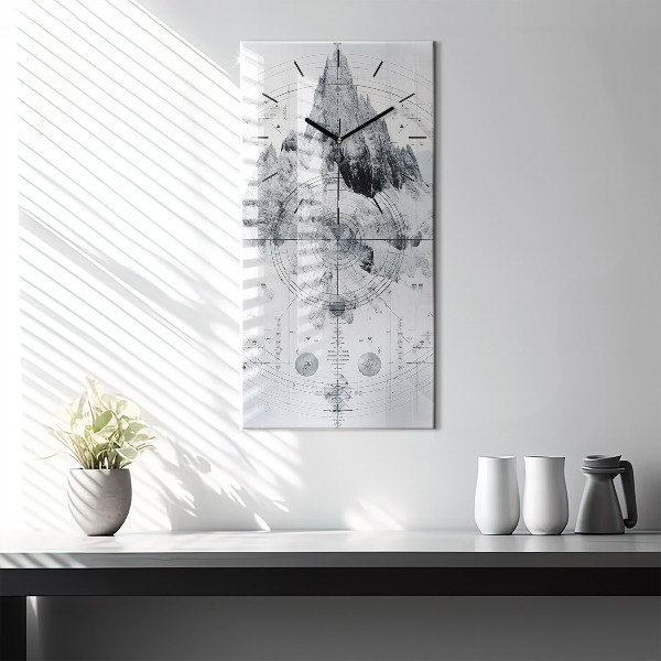 Reloj de cristal vertical Dibujo montañas - espejomat.es