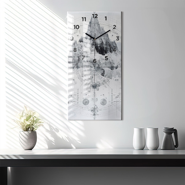 Reloj de cristal vertical Dibujo montañas - espejomat.es