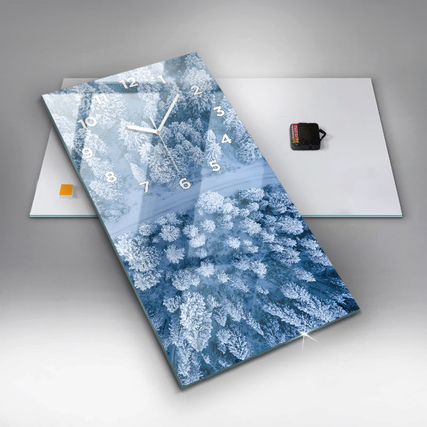 Reloj de vidrio vertical Bosque desde un dron - espejomat.es