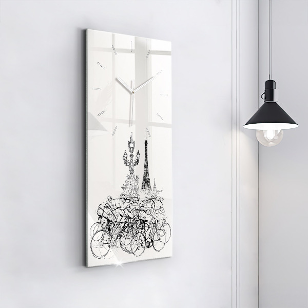 Reloj de cristal vertical Dibujo de una carrera ciclista - espejomat.es