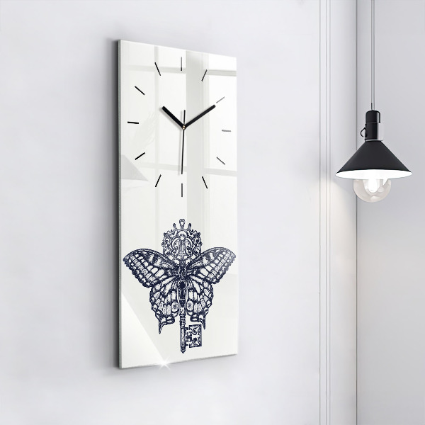 Reloj de vidrio vertical Mariposa y llave estilo boho - espejomat.es