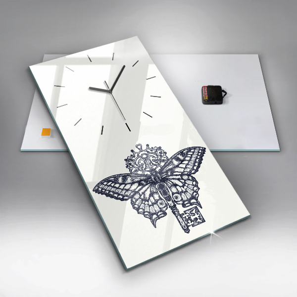 Reloj de vidrio vertical Mariposa y llave estilo boho - espejomat.es