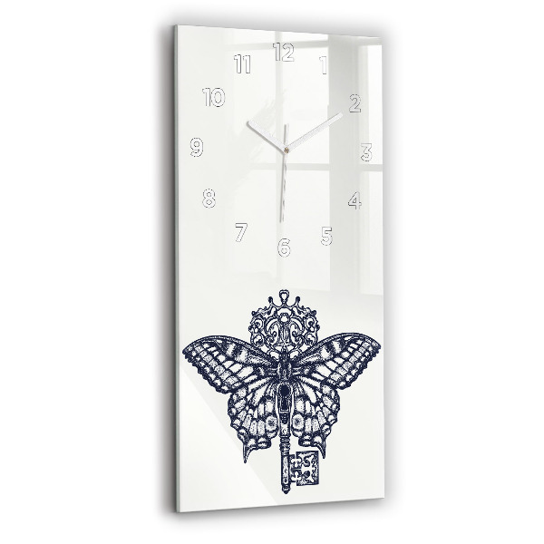 Reloj de vidrio vertical Mariposa y llave estilo boho - espejomat.es