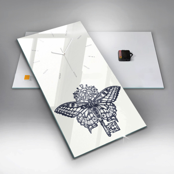 Reloj de vidrio vertical Mariposa y llave estilo boho - espejomat.es