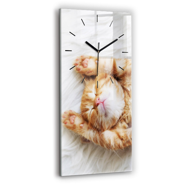 Reloj de cristal vertical Gatito durmiendo - espejomat.es