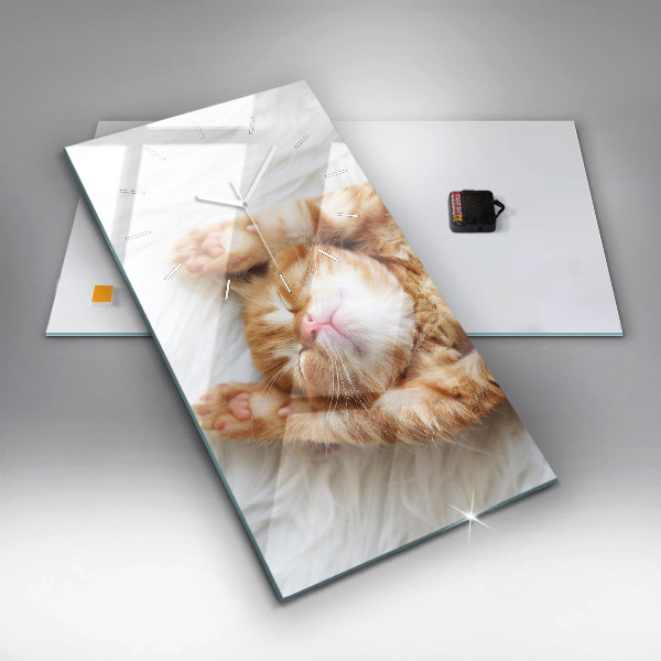 Reloj de cristal vertical Gatito durmiendo - espejomat.es