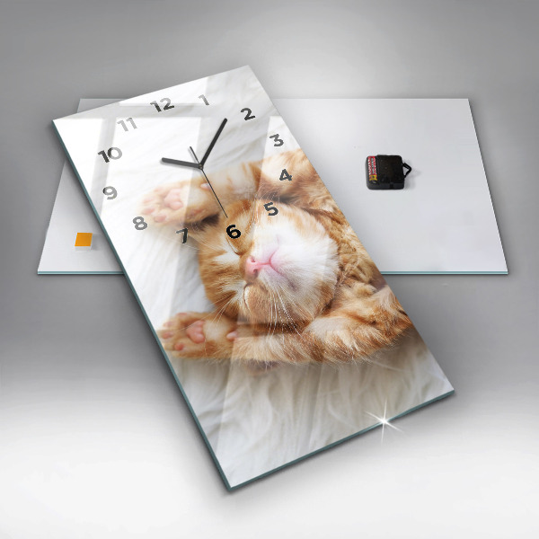 Reloj de cristal vertical Gatito durmiendo - espejomat.es