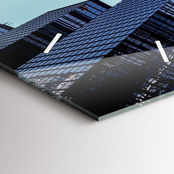 Reloj de vidrio vertical Avión sobre edificios - espejomat.es