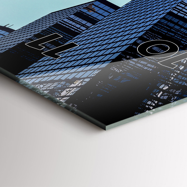 Reloj de vidrio vertical Avión sobre edificios - espejomat.es