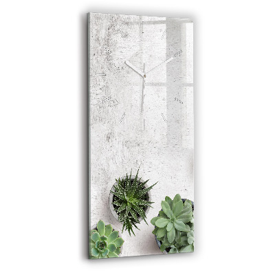 Reloj de cristal vertical Plantas decorativas - espejomat.es