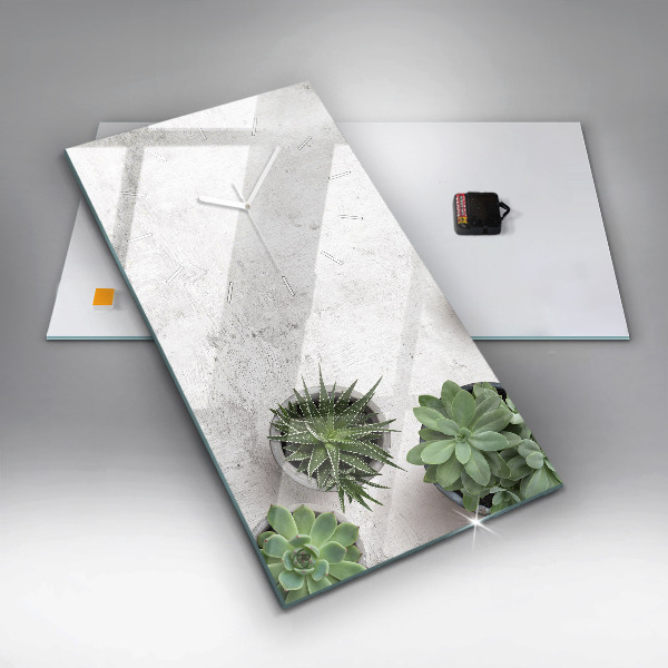 Reloj de cristal vertical Plantas decorativas - espejomat.es
