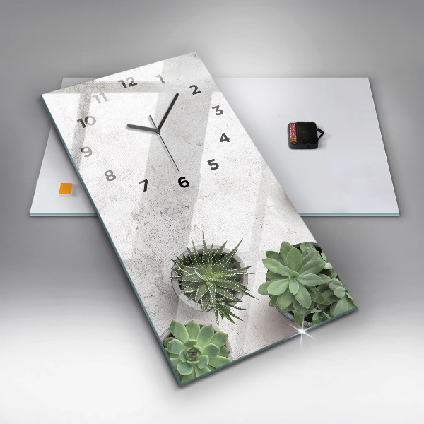 Reloj de cristal vertical Plantas decorativas - espejomat.es