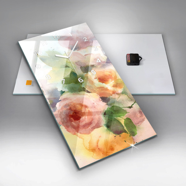 Reloj vertical Rosas en un jarrón acuarela - espejomat.es