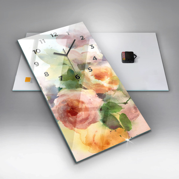 Reloj vertical Rosas en un jarrón acuarela - espejomat.es