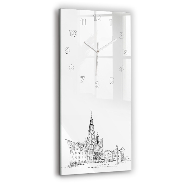 Reloj de cristal vertical Boceto del casco antiguo de Poznań - espejomat.es
