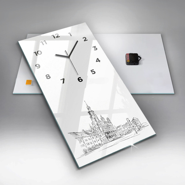 Reloj de cristal vertical Boceto del casco antiguo de Poznań - espejomat.es