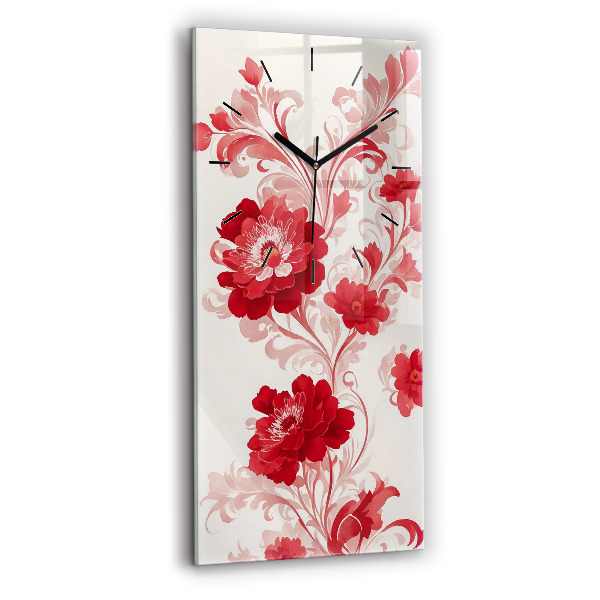 Reloj de vidrio vertical Flores rojas - espejomat.es