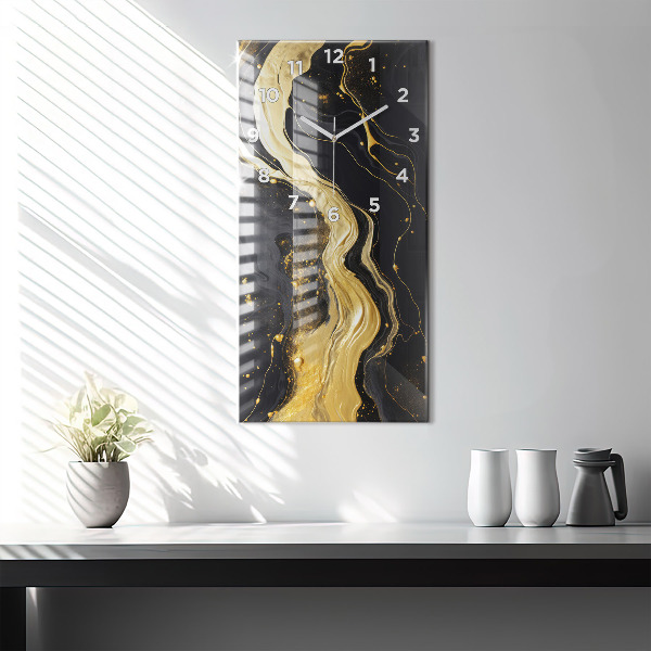 Reloj de vidrio vertical Mármol dorado - espejomat.es