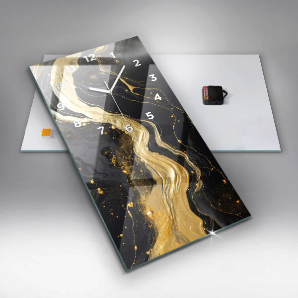 Reloj de vidrio vertical Mármol dorado - espejomat.es