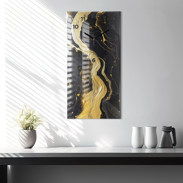 Reloj de vidrio vertical Mármol dorado - espejomat.es