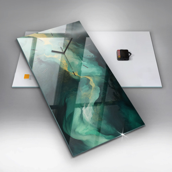 Reloj de cristal vertical Mármol verde - espejomat.es